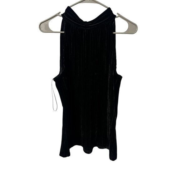 Max Studio Black Velvet Sleeveless Tie Neck Top, Y2K, WORK ATTIRE, MEDIUM - Picture 9 of 13